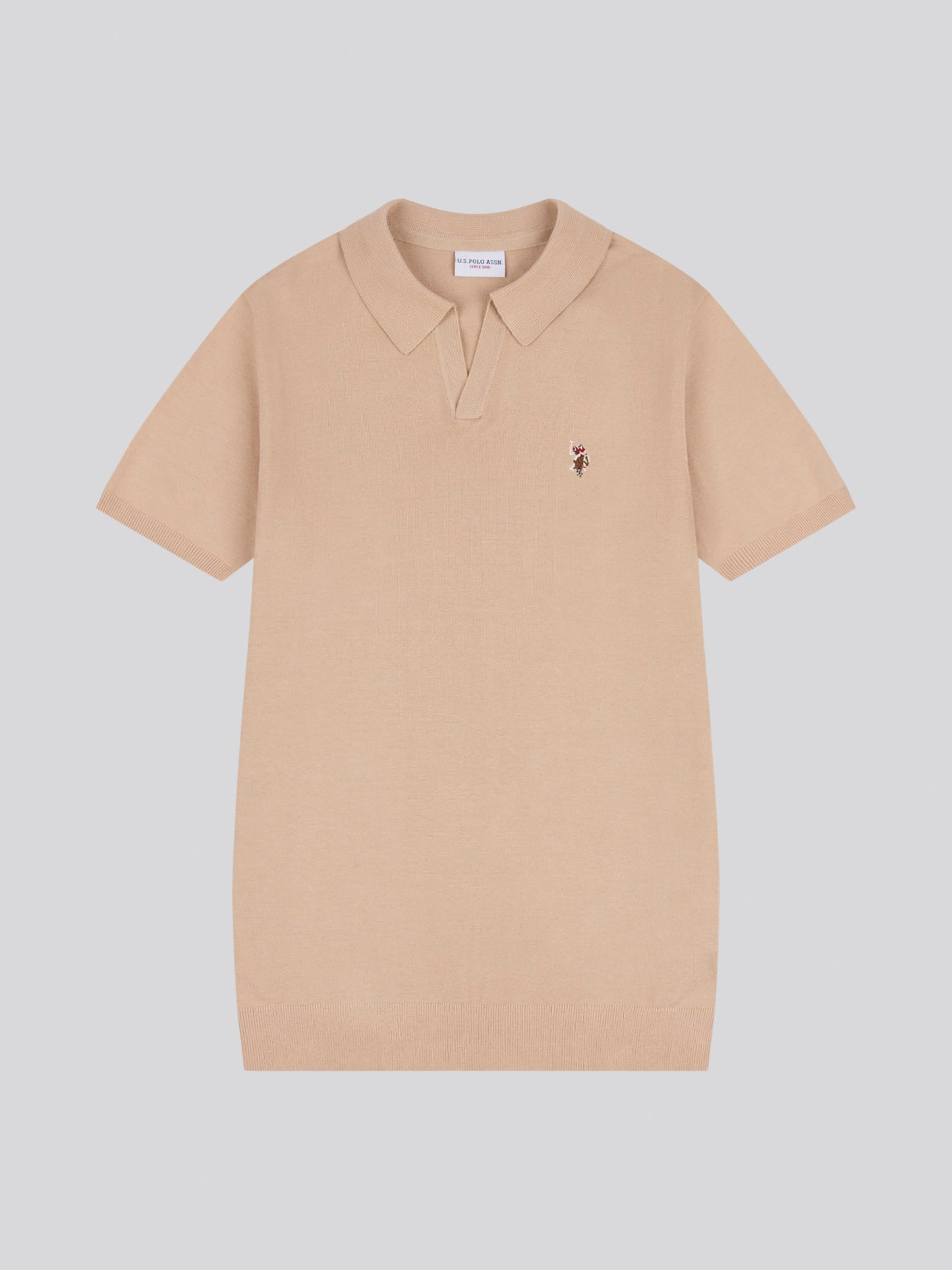 Mens Combed Cotton Revere Polo Shirt in Doeskin / Multi Coloured DHM