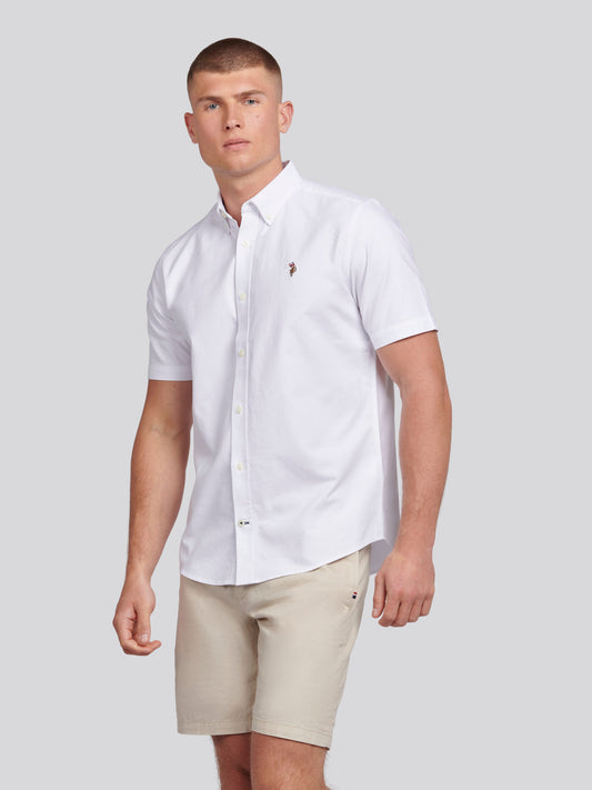 Mens  Short Sleeve Oxford Shirt in Bright White
