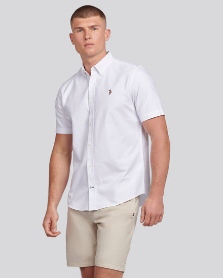 Mens  Short Sleeve Oxford Shirt in Bright White