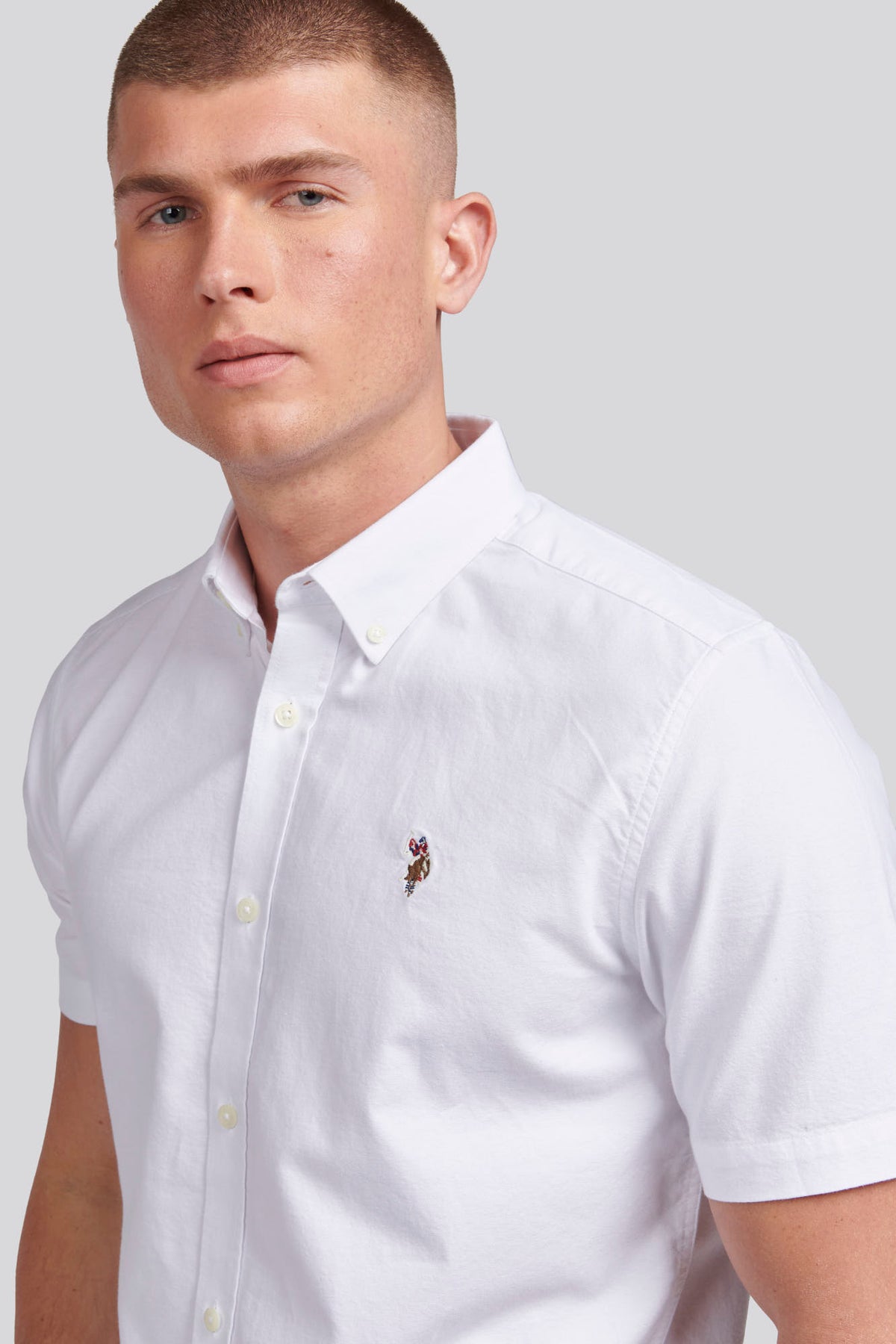 Mens Short Sleeve Oxford Shirt in Bright White