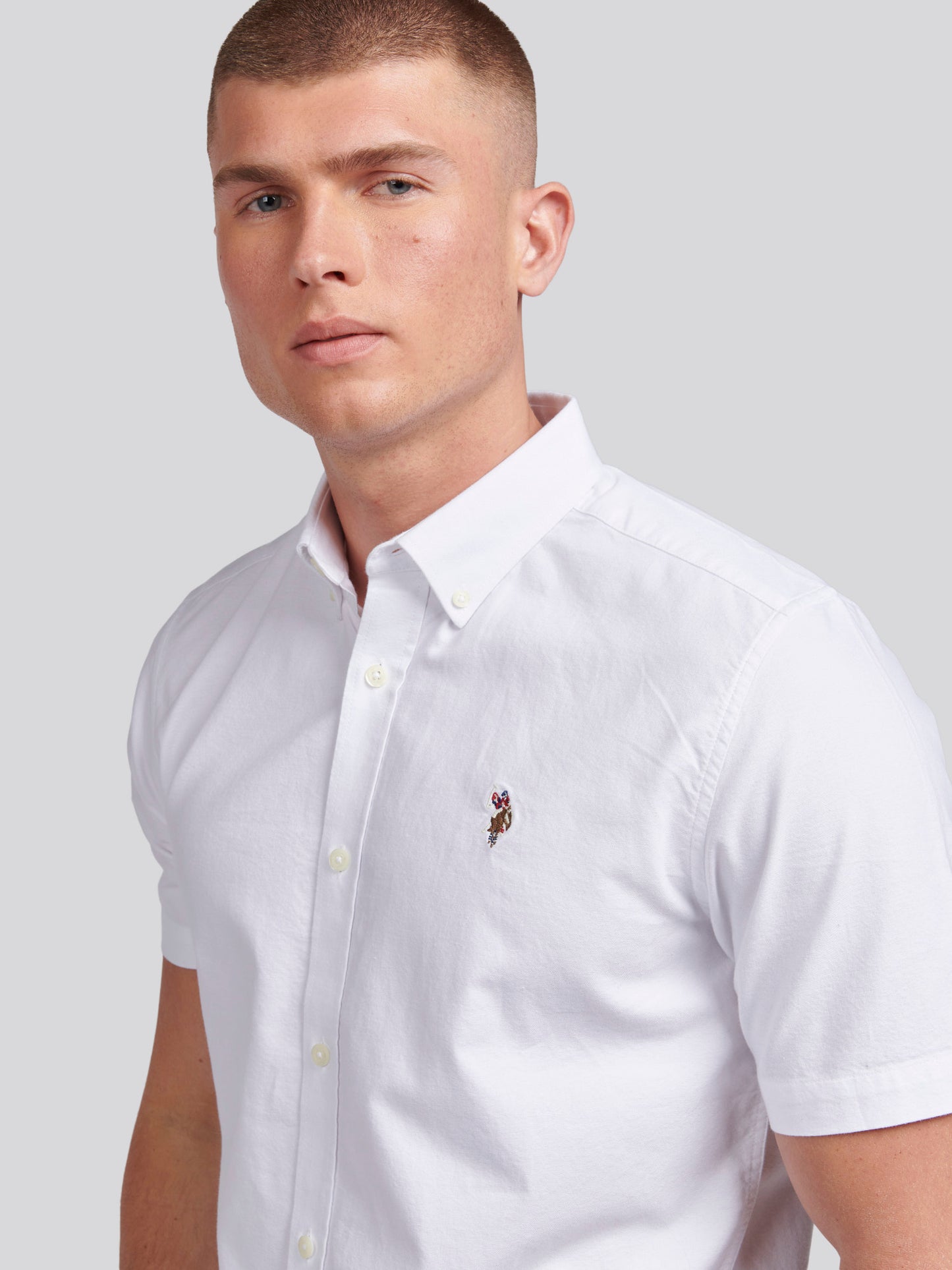 Mens  Short Sleeve Oxford Shirt in Bright White