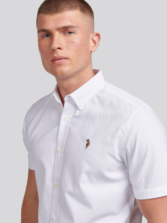 Mens  Short Sleeve Oxford Shirt in Bright White
