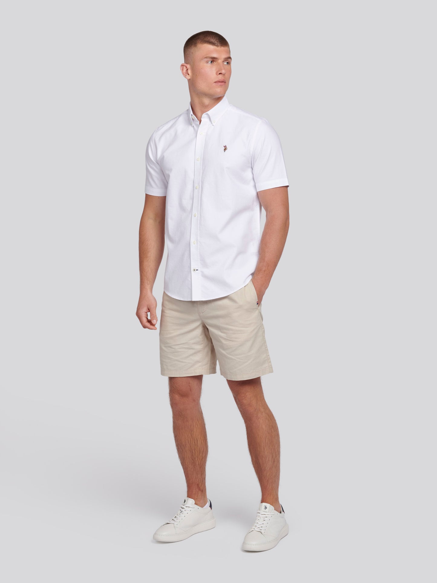 Mens  Short Sleeve Oxford Shirt in Bright White