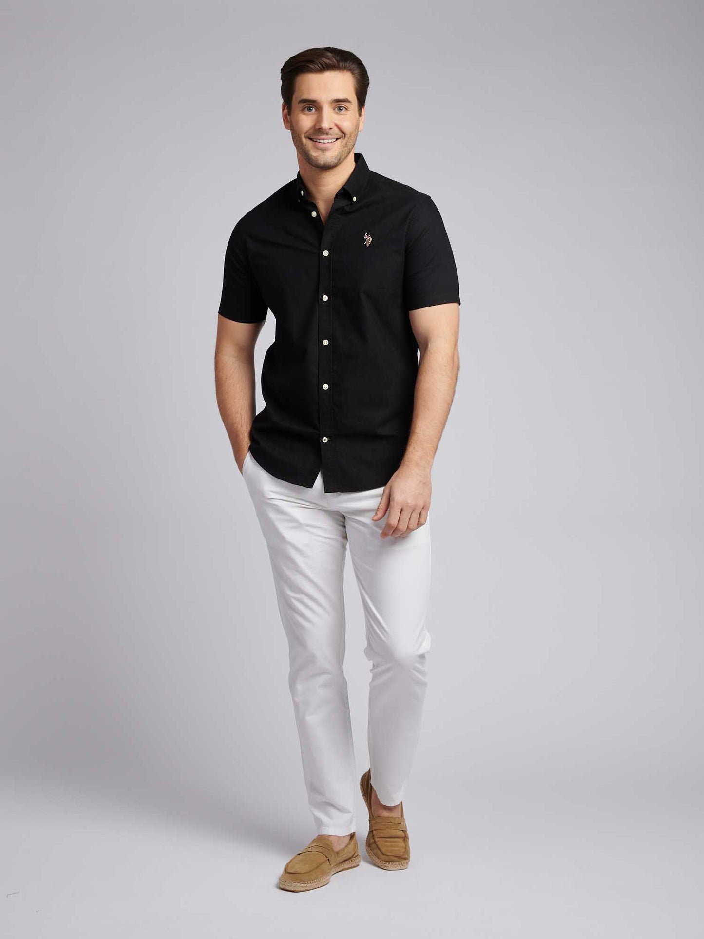 Mens  Short Sleeve Oxford Shirt in Black