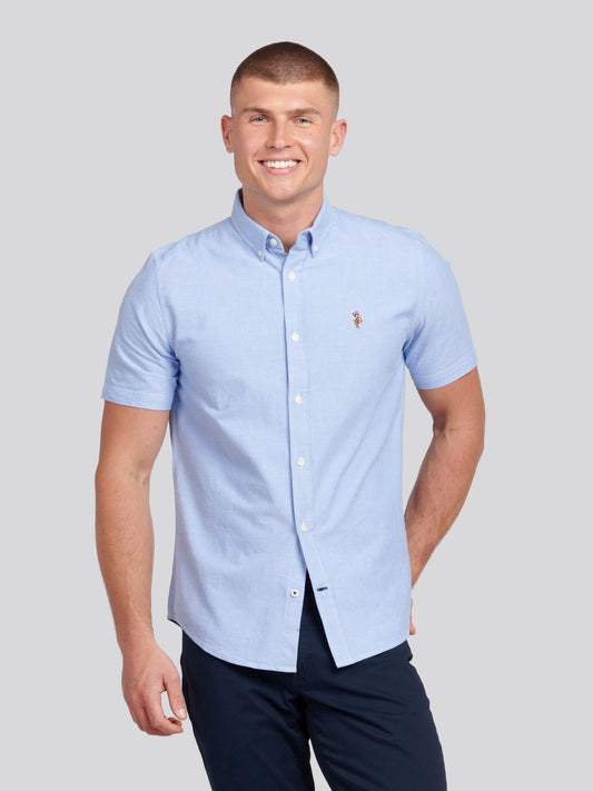 Mens  Short Sleeve Oxford Shirt in Blue Yonder