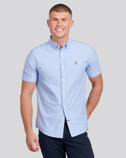 Mens  Short Sleeve Oxford Shirt in Blue Yonder