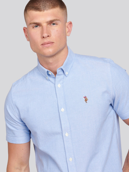Mens  Short Sleeve Oxford Shirt in Blue Yonder