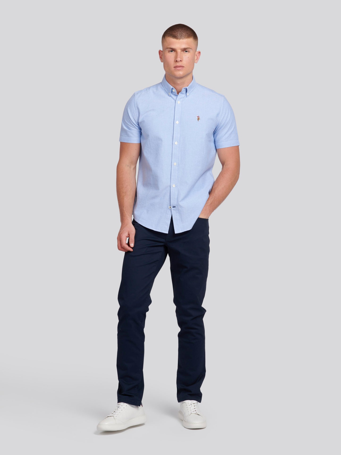 Mens  Short Sleeve Oxford Shirt in Blue Yonder