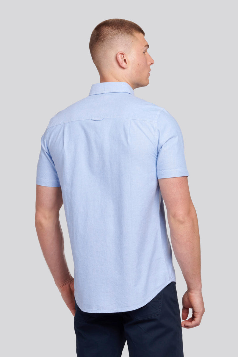 Mens Short Sleeve Oxford Shirt in Blue Yonder