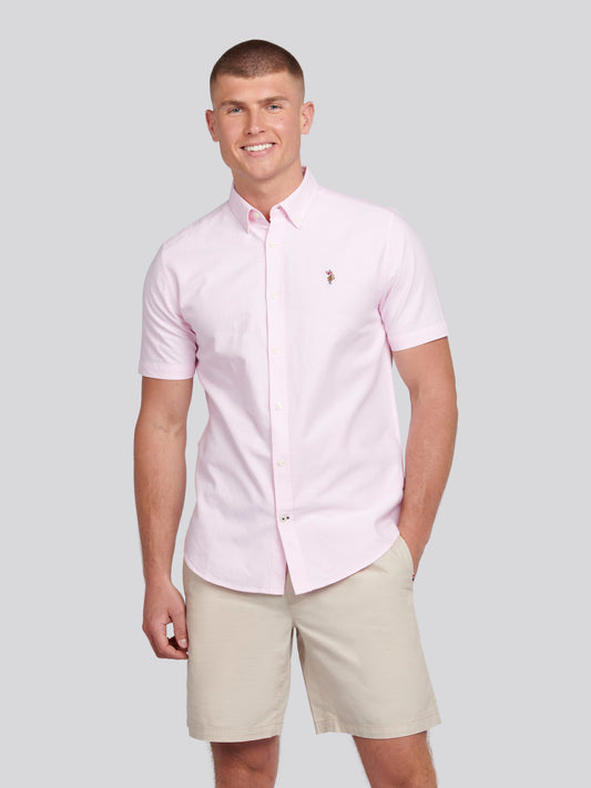 Mens  Short Sleeve Oxford Shirt in Orchid Pink