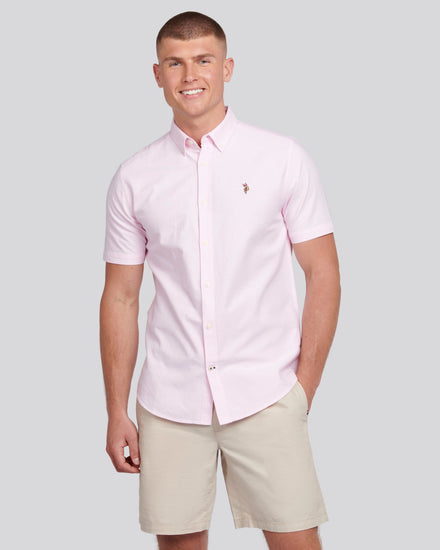 Mens  Short Sleeve Oxford Shirt in Orchid Pink