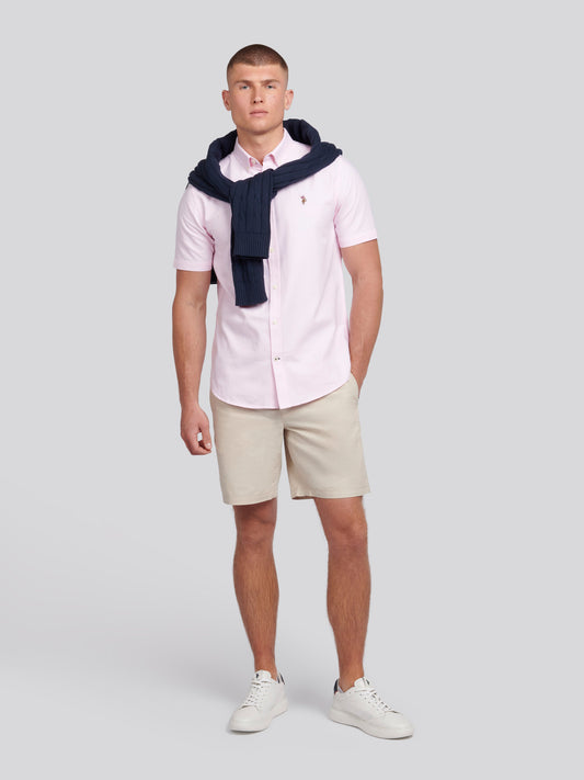Mens  Short Sleeve Oxford Shirt in Orchid Pink