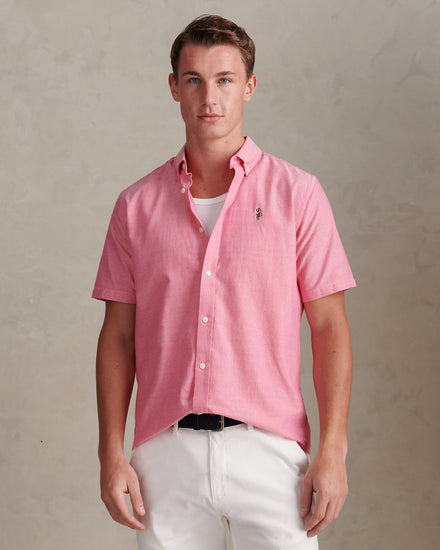 Mens  Short Sleeve Oxford Shirt Chateau Rose