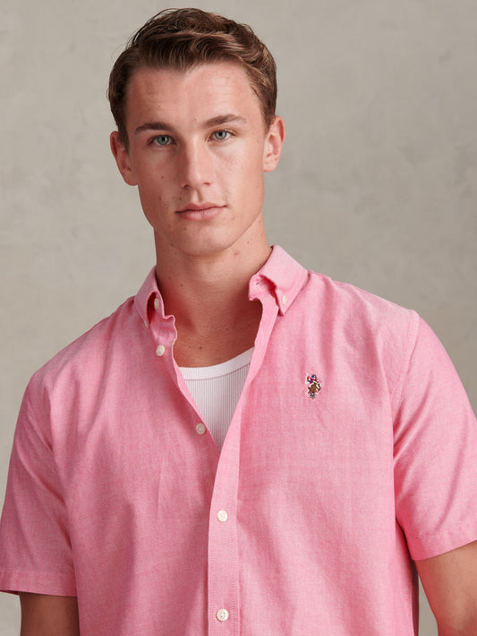 Mens  Short Sleeve Oxford Shirt Chateau Rose