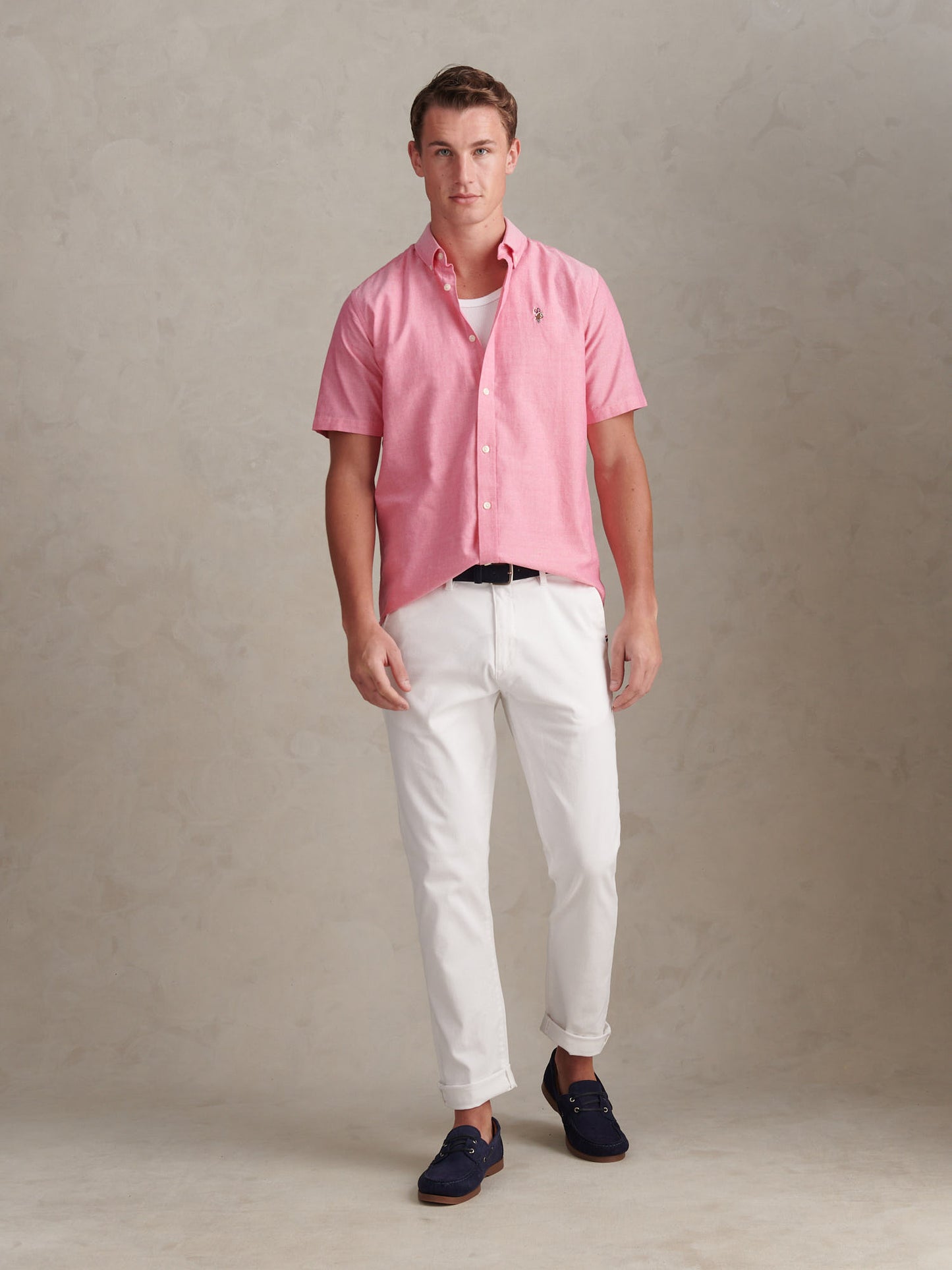Mens  Short Sleeve Oxford Shirt Chateau Rose