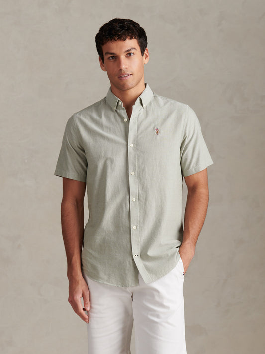 Mens  Short Sleeve Oxford Shirt in Sea Spray