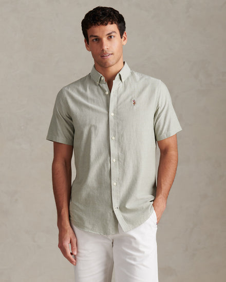 Mens  Short Sleeve Oxford Shirt Sea Spray