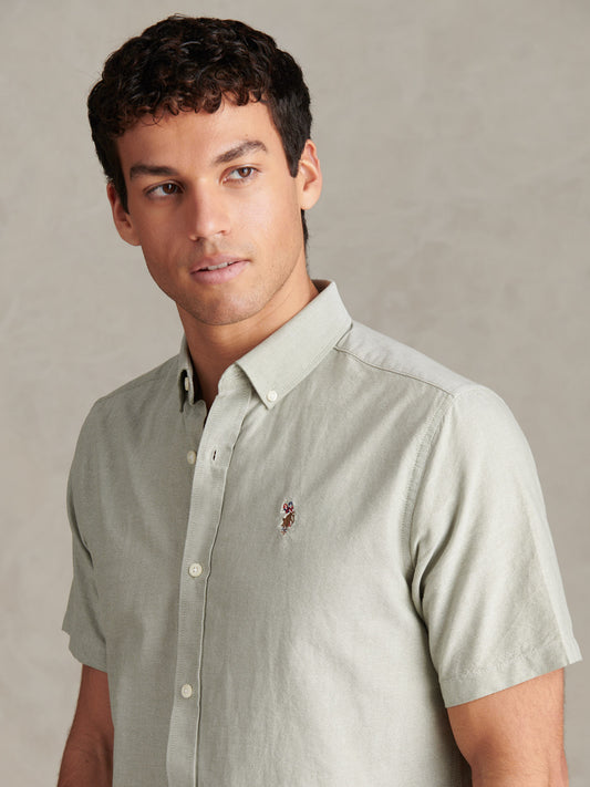 Mens  Short Sleeve Oxford Shirt in Sea Spray