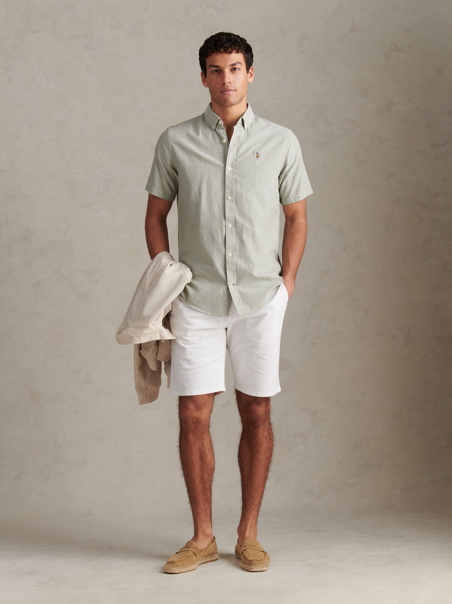 Mens  Short Sleeve Oxford Shirt in Sea Spray