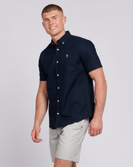 Mens  Short Sleeve Oxford Shirt in Dark Sapphire Navy
