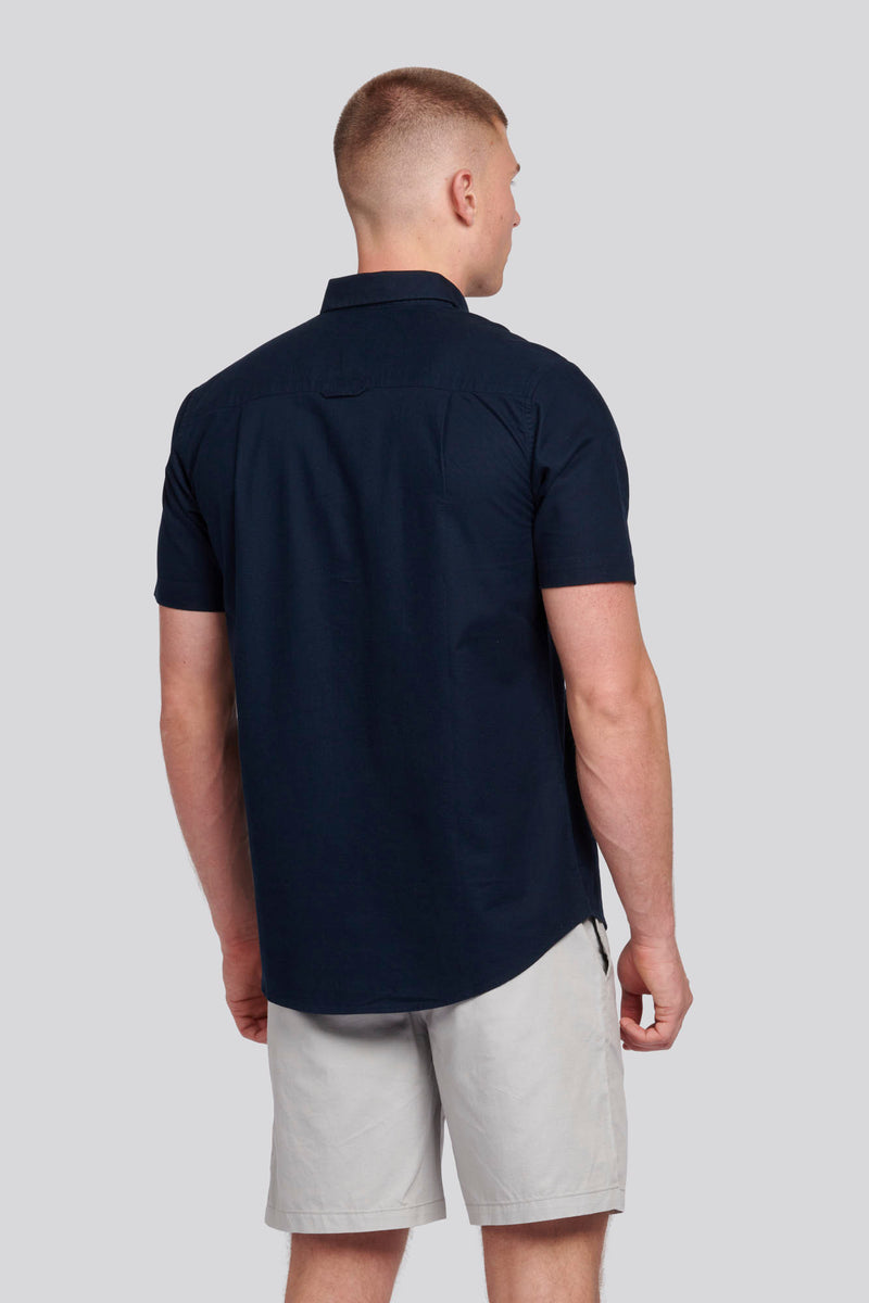 Mens Short Sleeve Oxford Shirt in Dark Sapphire Navy