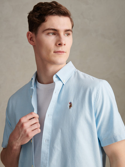 Mens  Short Sleeve Oxford Shirt Ice Blue