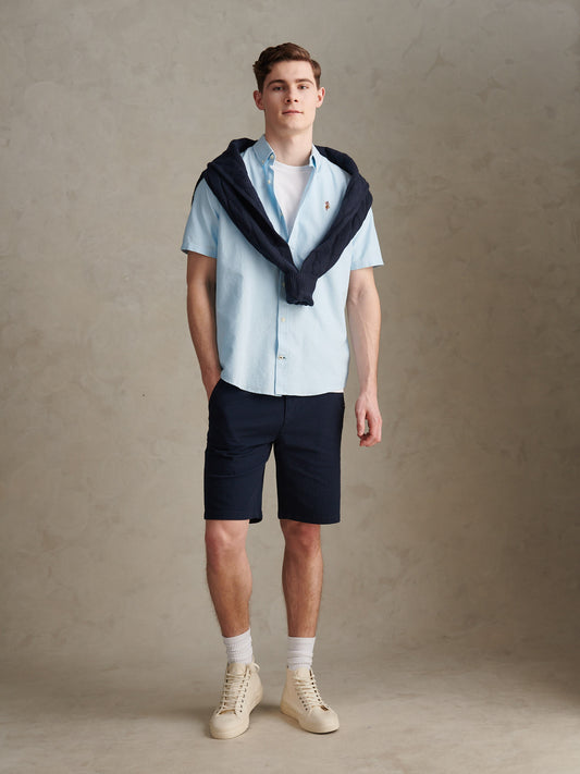 Mens  Short Sleeve Oxford Shirt Ice Blue