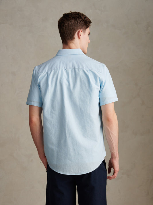 Mens  Short Sleeve Oxford Shirt Ice Blue