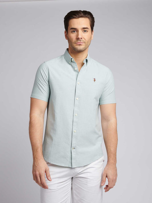 Mens  Short Sleeve Oxford Shirt in Green Bay