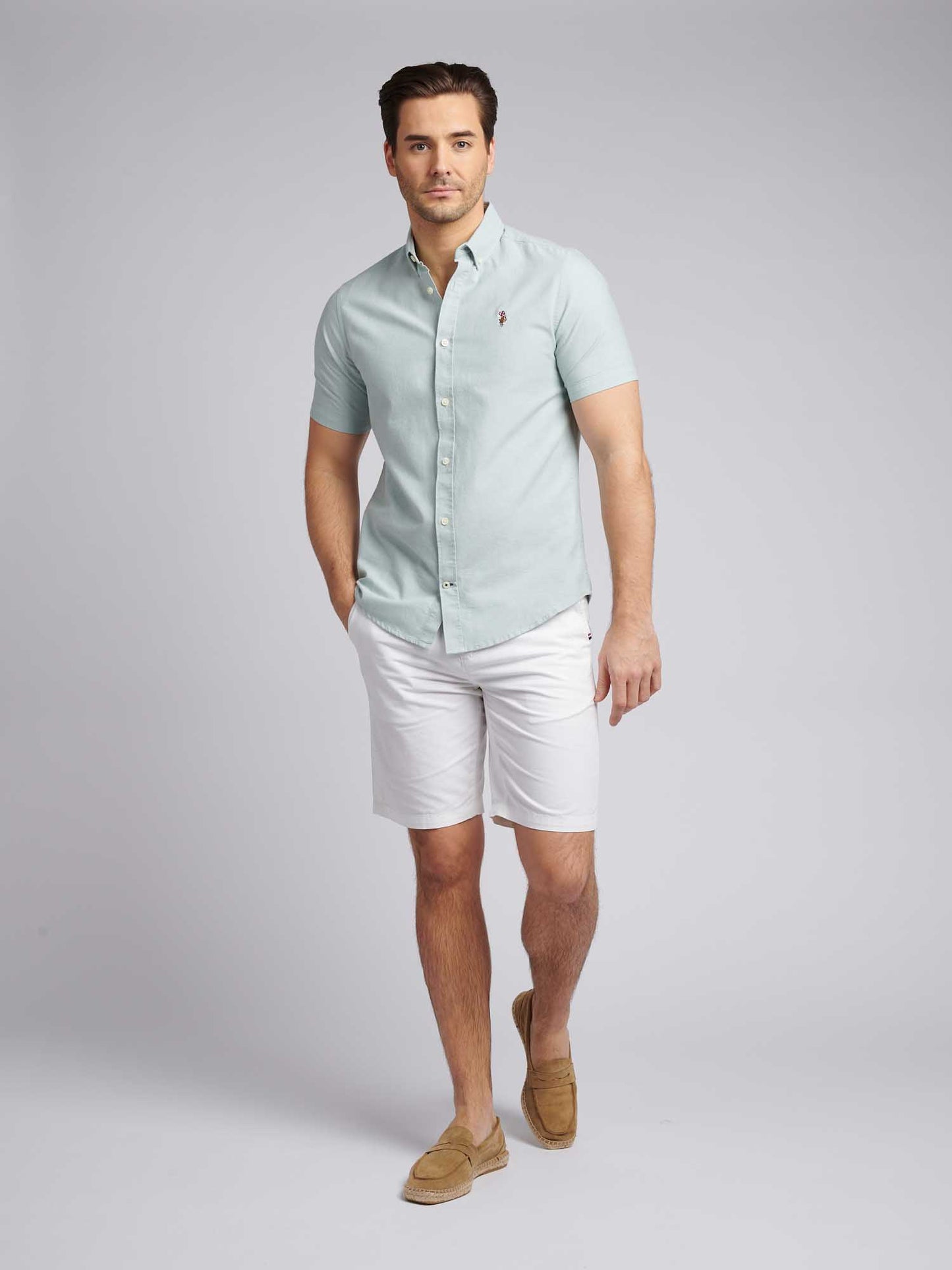 Mens  Short Sleeve Oxford Shirt in Green Bay