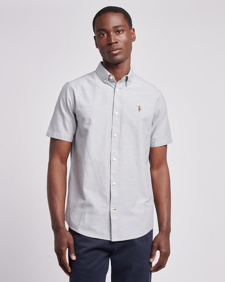 Mens  Short Sleeve Oxford Shirt in Mulled Basil