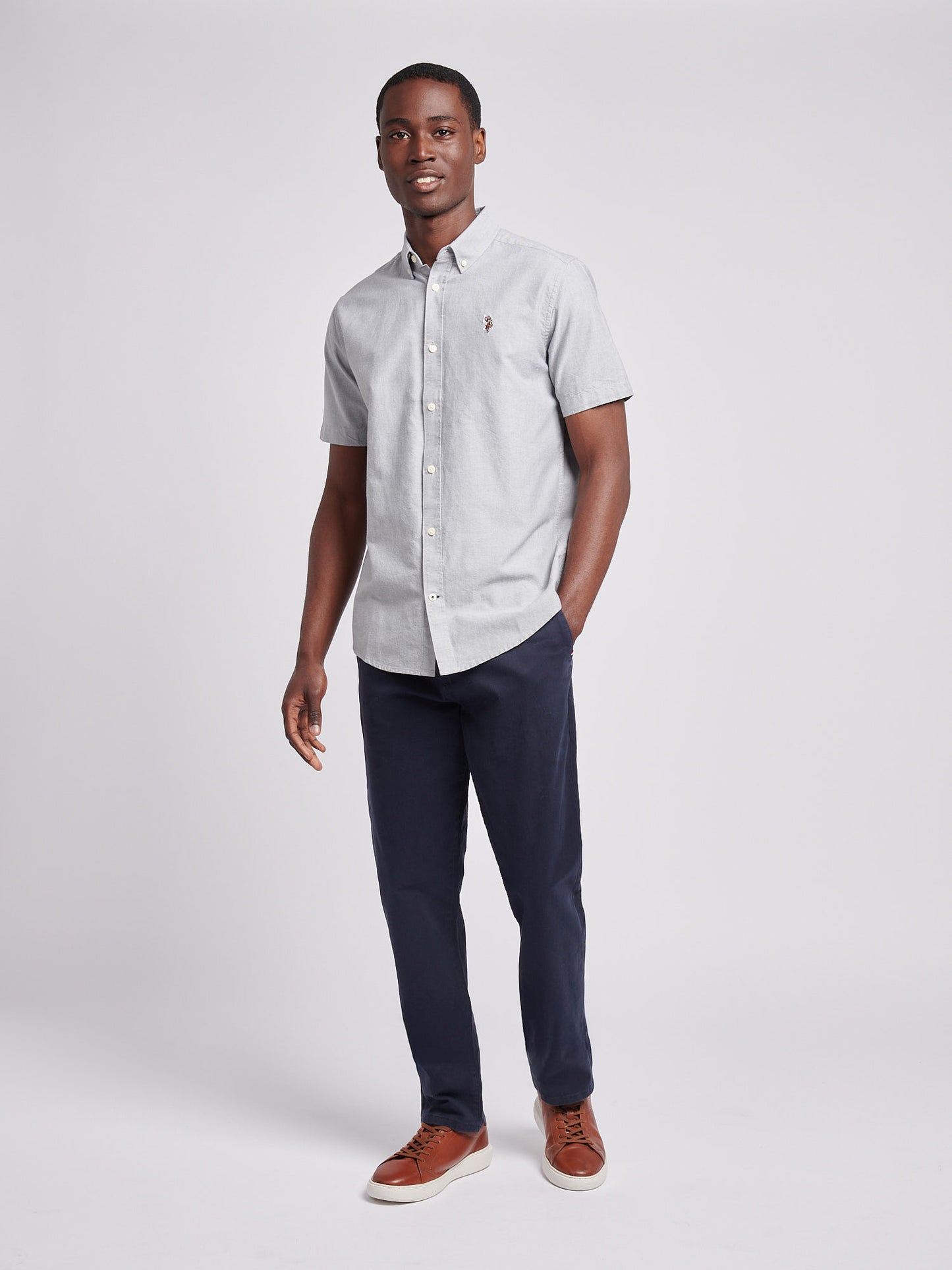 Mens  Short Sleeve Oxford Shirt in Mulled Basil