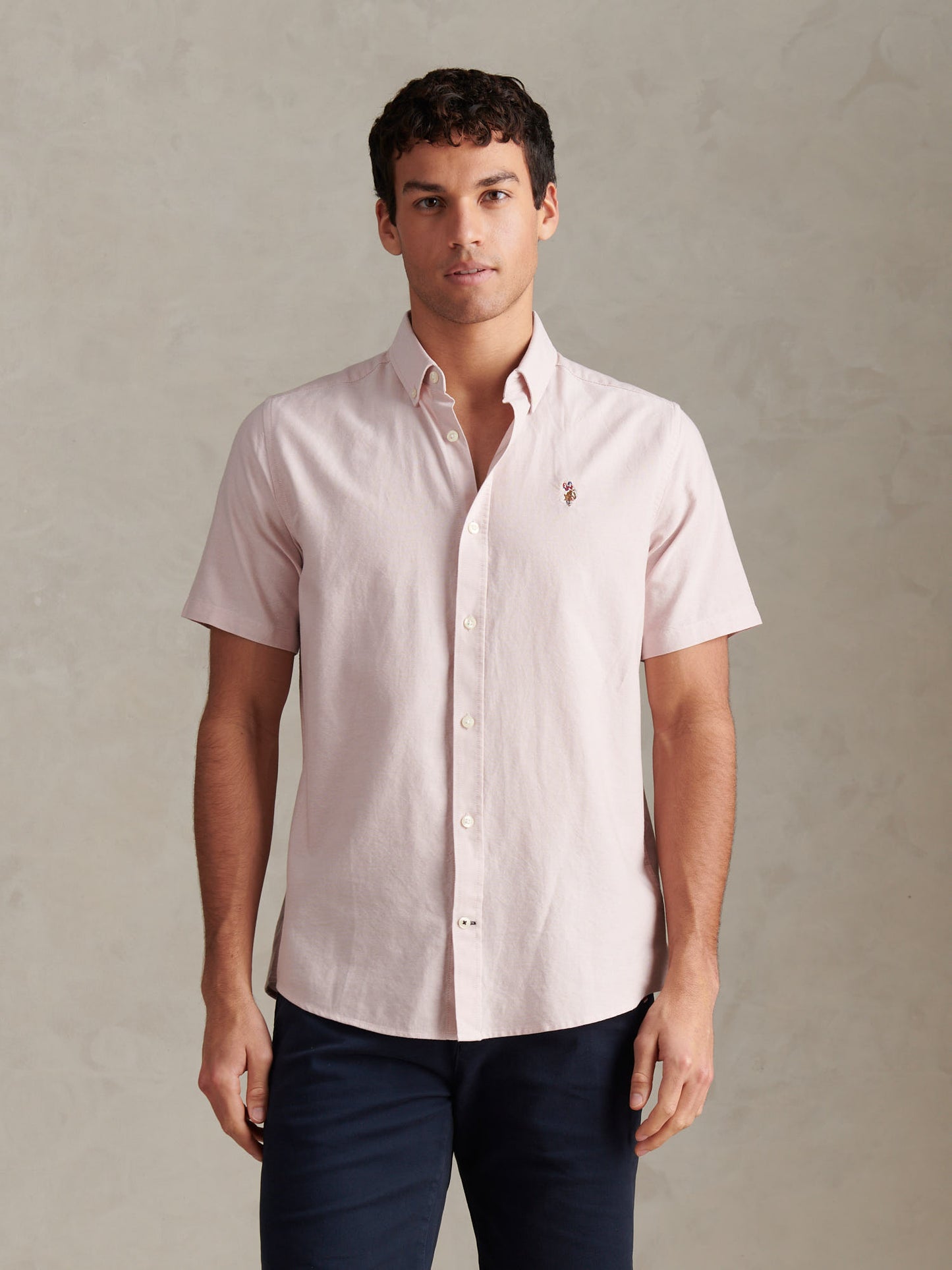 Mens  Short Sleeve Oxford Shirt in Sepia Rose