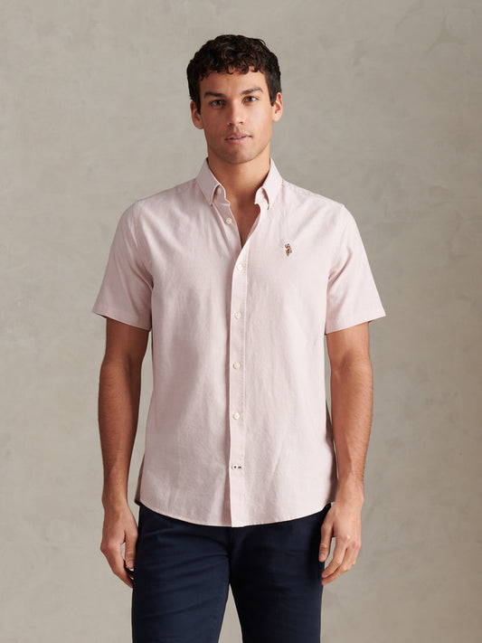 Mens  Short Sleeve Oxford Shirt in Sepia Rose