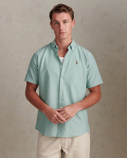 Mens  Short Sleeve Oxford Shirt Aquifer