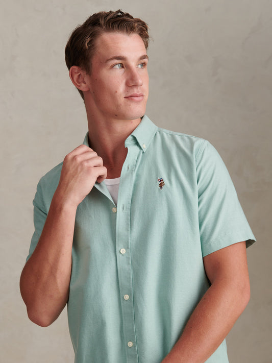 Mens  Short Sleeve Oxford Shirt Aquifer