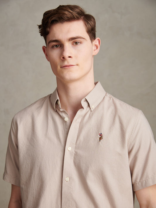 Mens  Short Sleeve Oxford Shirt String