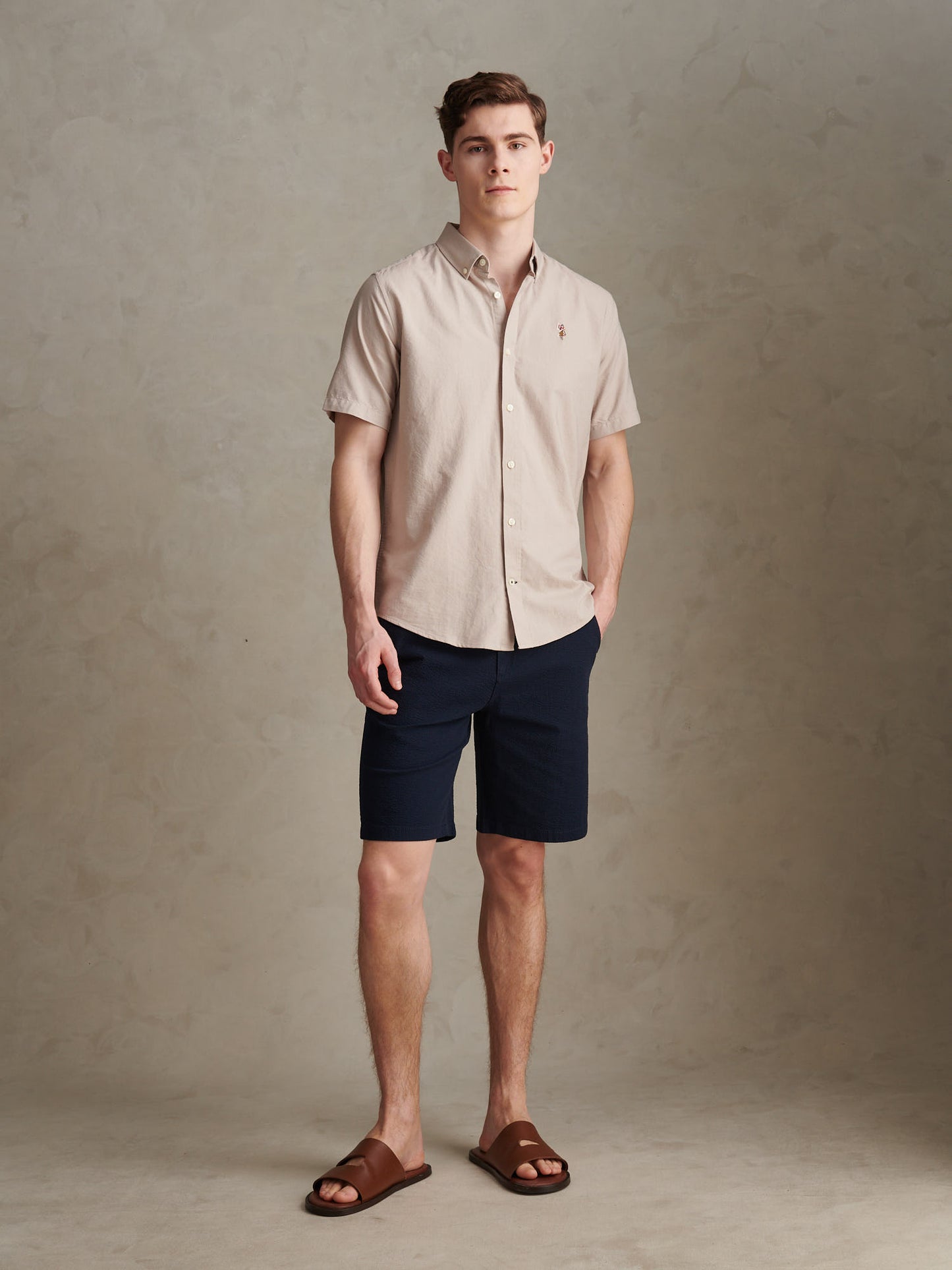 Mens  Short Sleeve Oxford Shirt String