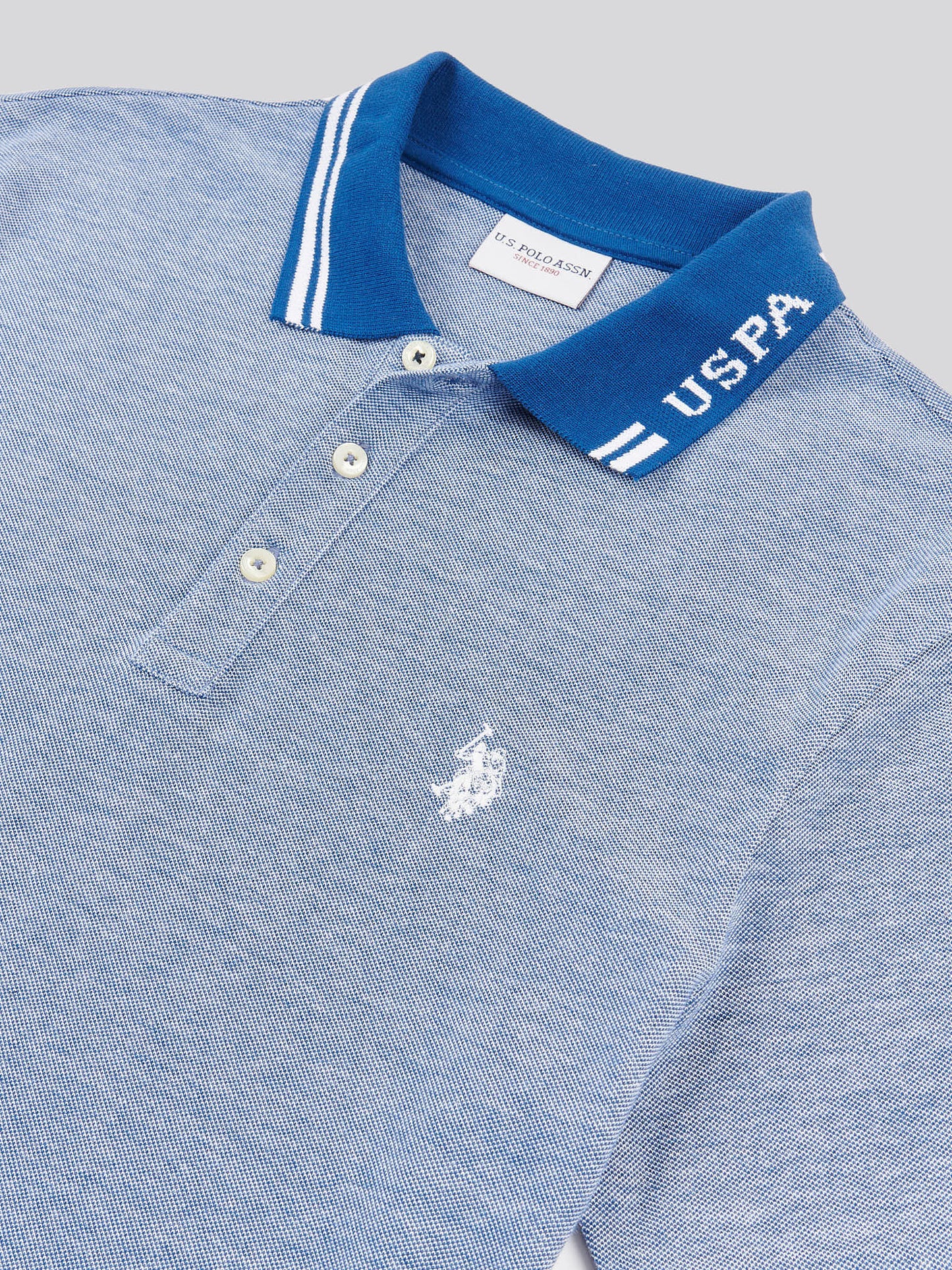 Mens Two Tone Pique Polo Shirt in Navy Peony