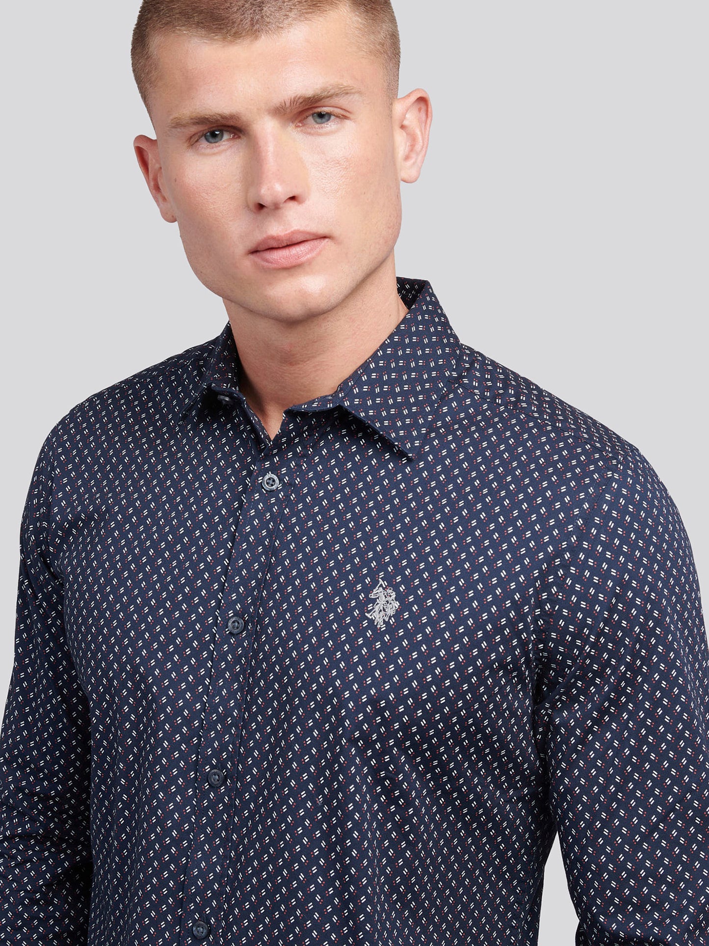 Mens Printed Shirt in Dark Sapphire Navy