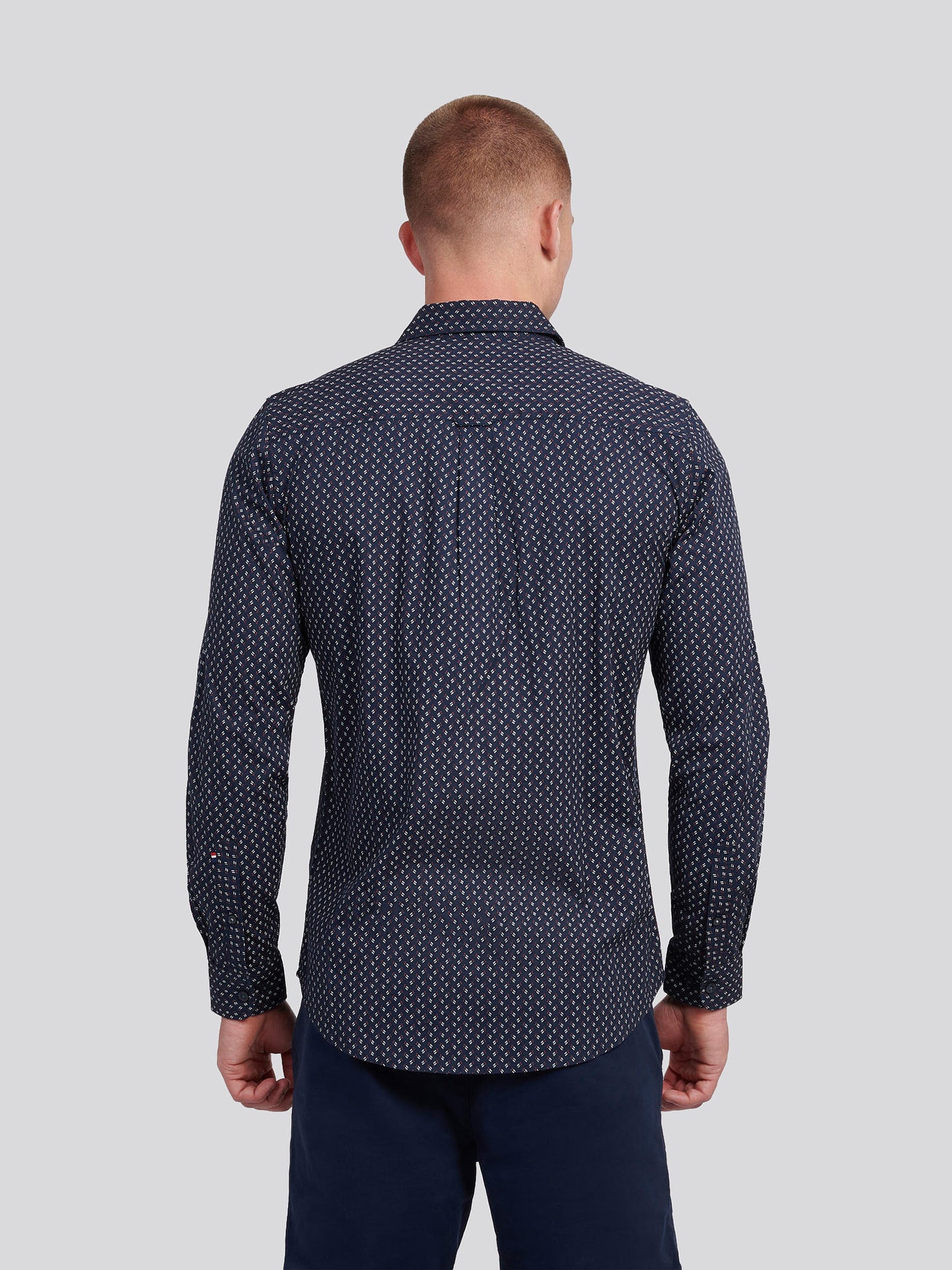 Mens Printed Shirt in Dark Sapphire Navy