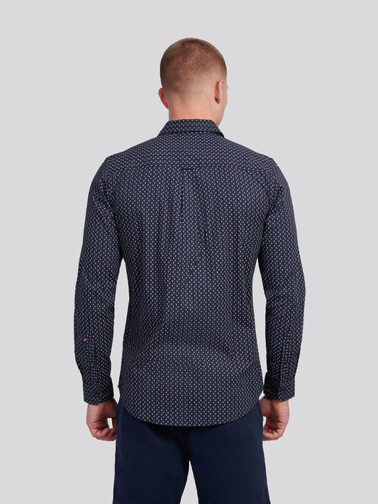 Mens Printed Shirt in Dark Sapphire Navy