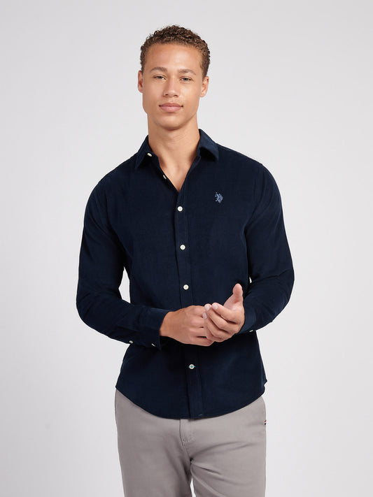 Mens Cord Shirt in Dark Sapphire Navy