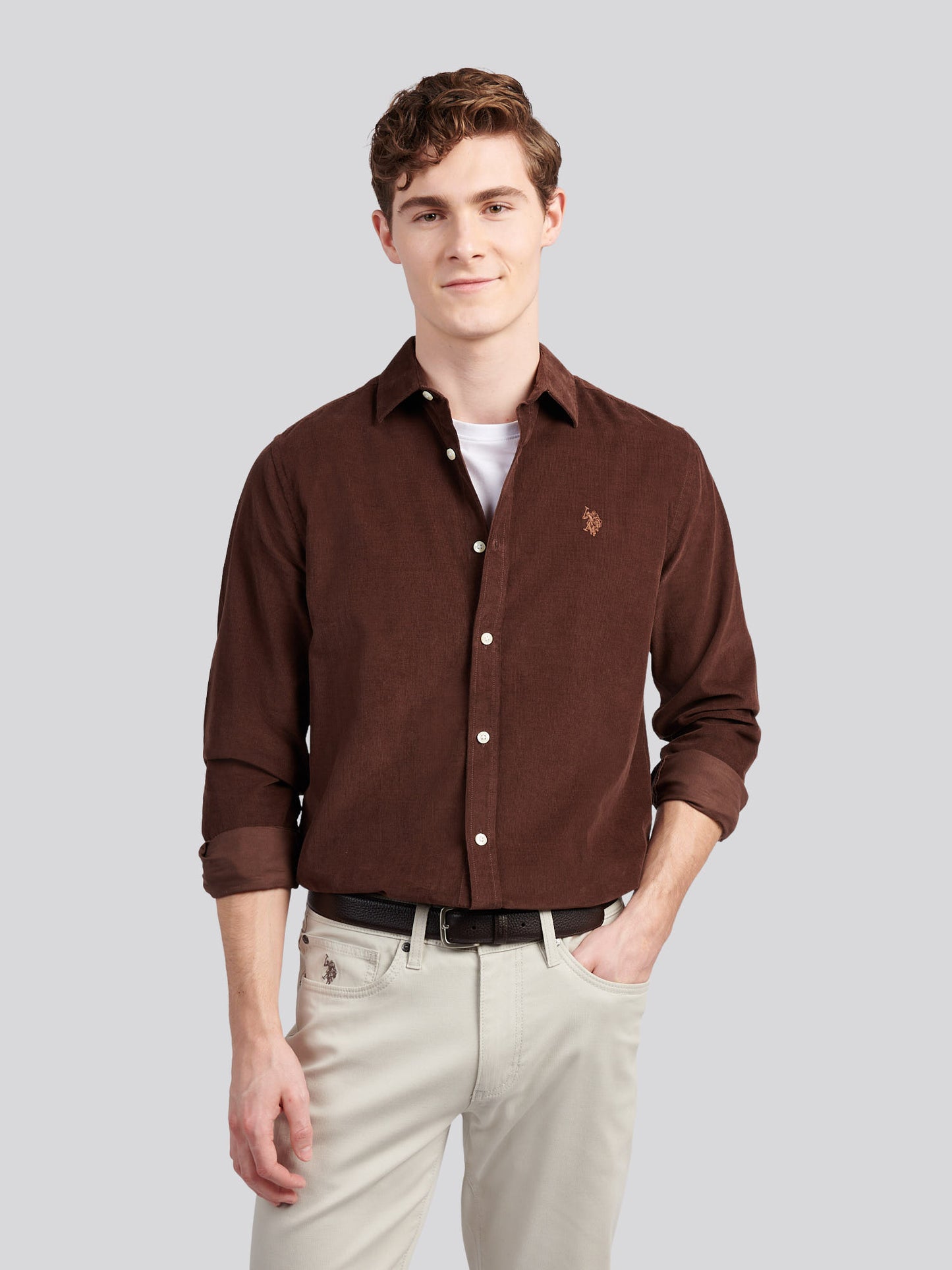 Mens Cord Shirt in Chocolate Martini