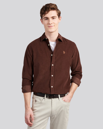 Mens Cord Shirt in Chocolate Martini
