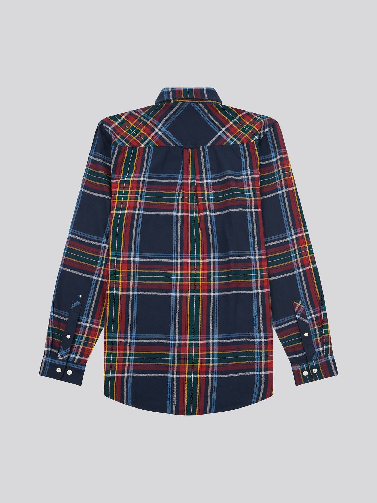 Mens Variation Check Cotton Twill Shirt in Dark Sapphire Navy