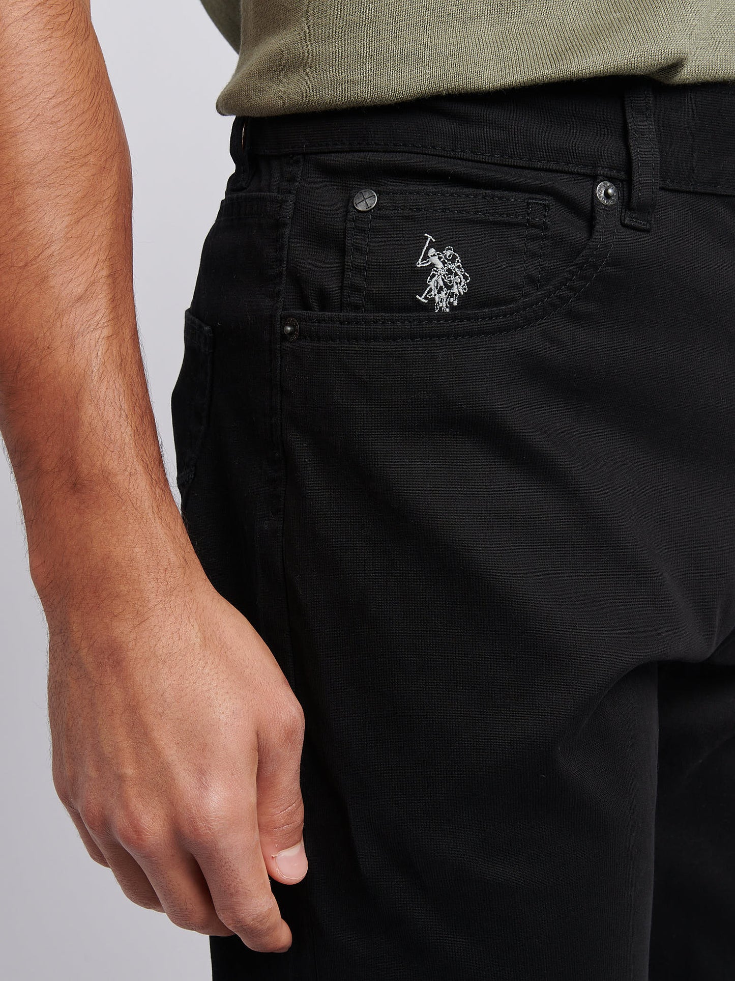 Mens Bedford Cord 5 Pocket Trouser in Black