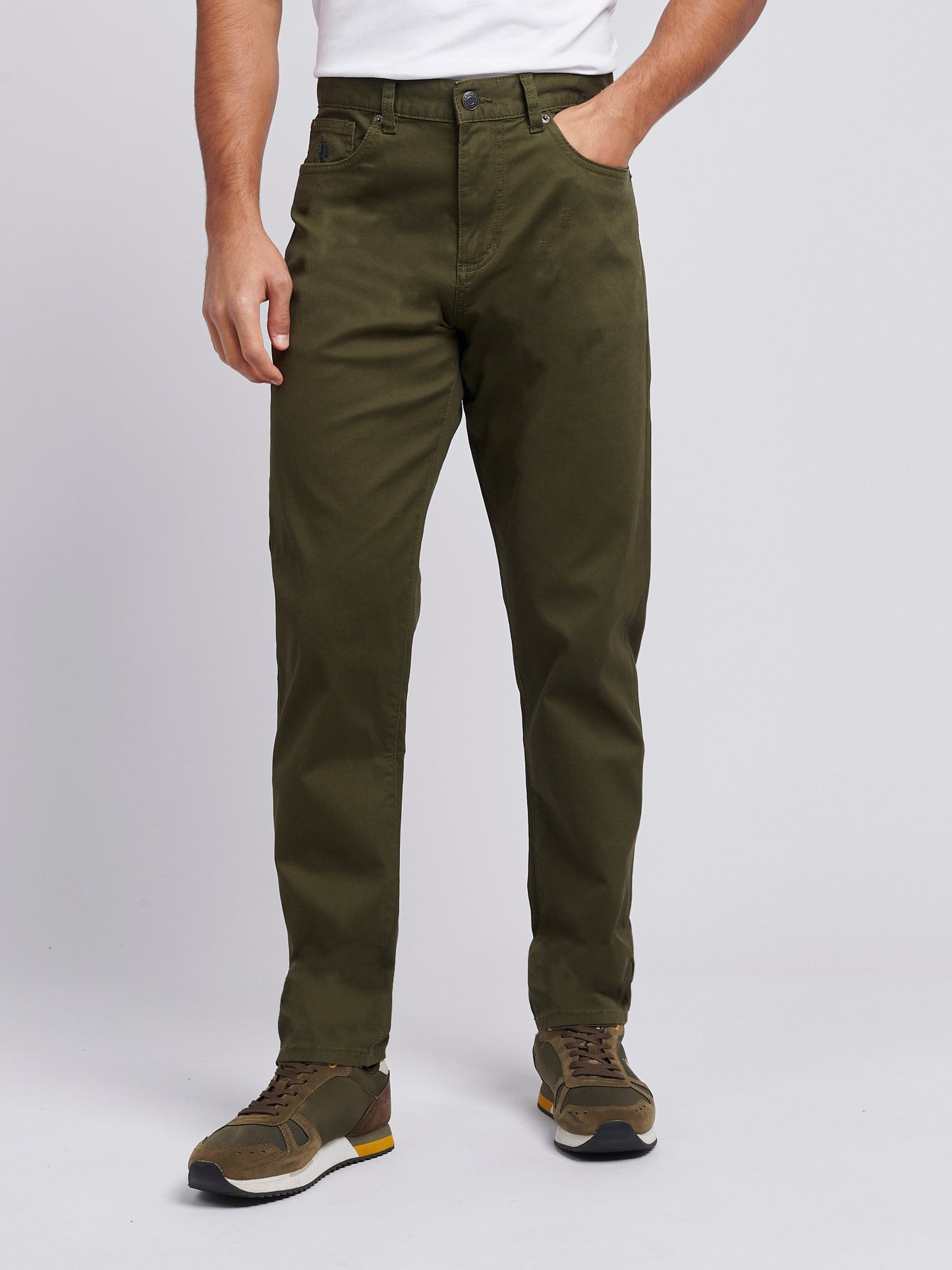 Mens Bedford Cord 5 Pocket Trouser in Forest Night