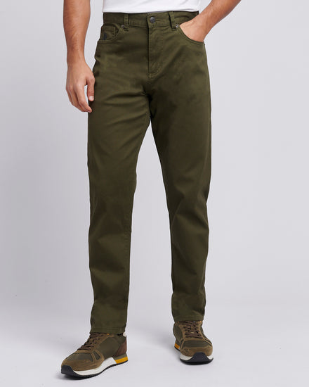 Mens Bedford Cord 5 Pocket Trouser in Forest Night