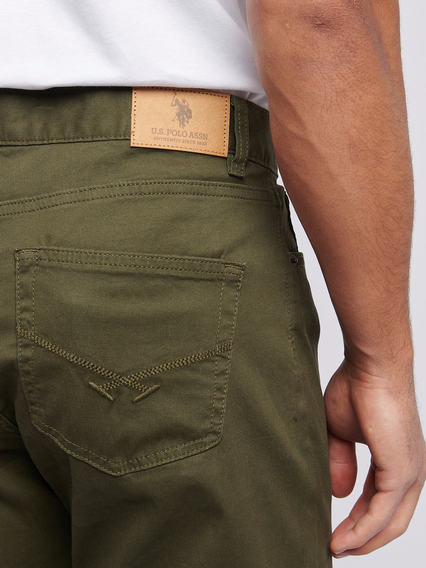 Mens Bedford Cord 5 Pocket Trouser in Forest Night